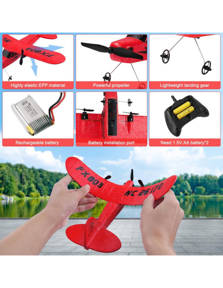 Avión RC DEEGOO FX803 Rojo 2CH Fácil de Volar Avión RC DEEGOO FX803 Rojo 2CH Fácil de Volar