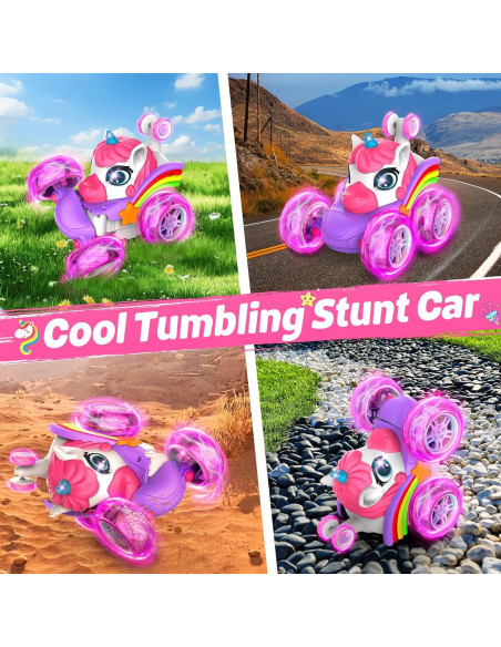 Coche RC ZIZZ Rosa para Niñas 4-8 Años Acrobacias 360 Coche RC ZIZZ Rosa para Niñas 4-8 Años Acrobacias 360