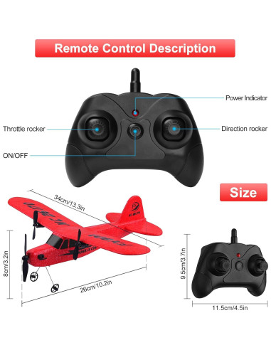 Avión RC DEEGOO FX803 Rojo 2CH Fácil de Volar