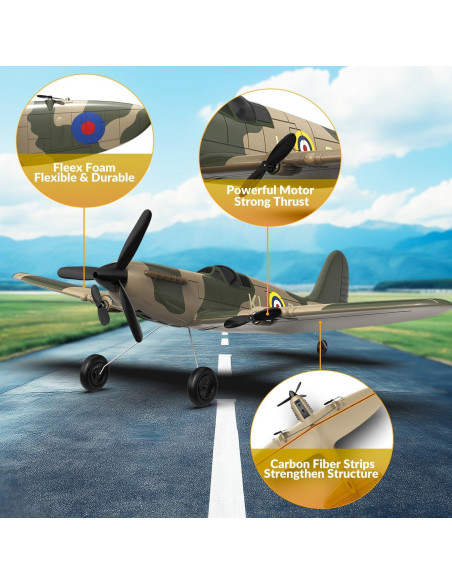 Avión RC VOLANTEXRC Spitfire 400mm 2.4GHz para Principiantes Avión RC VOLANTEXRC Spitfire 400mm 2.4GHz para Principiantes
