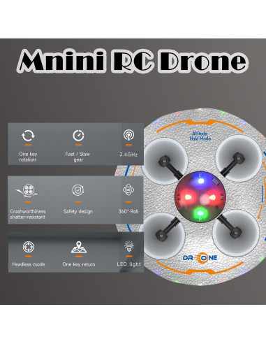 Dron UFO HTURCCOP Plata para Niños con 2 Baterías