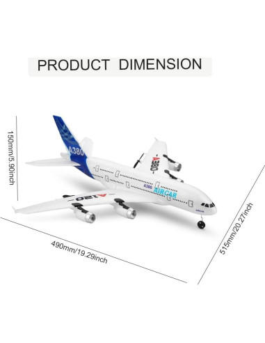 Avión RC A120-Aircar A380 3 Canales EPP para Niños
