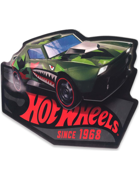 Cartel Metal Embossed Hot Wheels Coche Tiburón Verde 58x39cm Cartel Metal Embossed Hot Wheels Coche Tiburón Verde 58x39cm