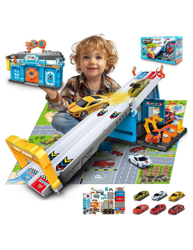 Set de Pistas de Carreras Ansee con 6 Coches para Niños