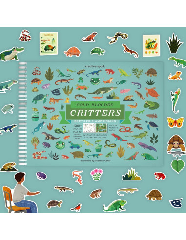 Libro de Stickers de Reptiles CUPKIN para Niños 500+ Stickers