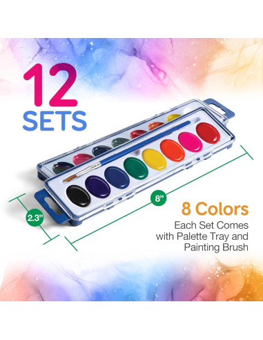 Conjunto de Pintura Acuarela Bedwina 12 Paquetes 8 Colores