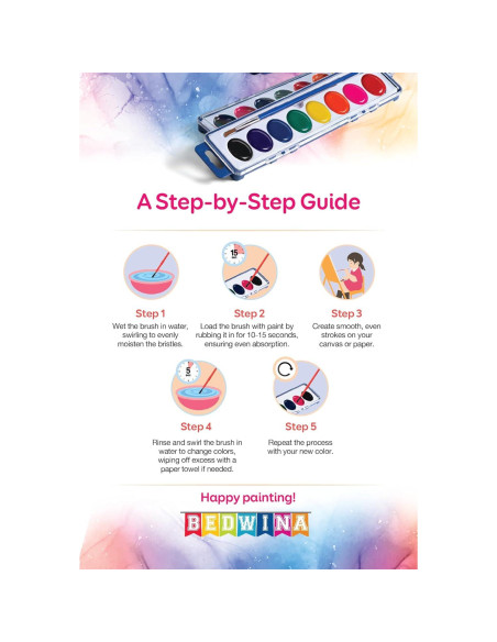 Conjunto de Pintura Acuarela Bedwina 12 Paquetes 8 Colores Conjunto de Pintura Acuarela Bedwina 12 Paquetes 8 Colores