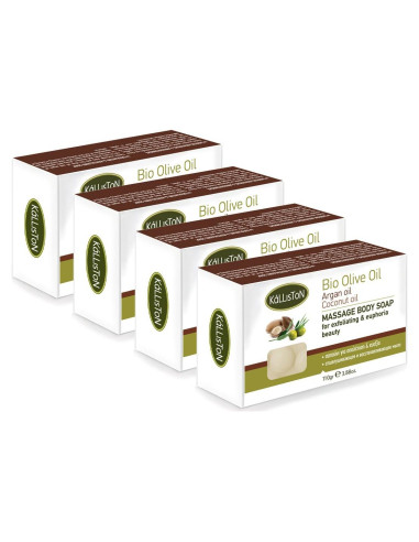 Jabón Corporal Exfoliante Kalliston con Aceite de Argán 4x110g