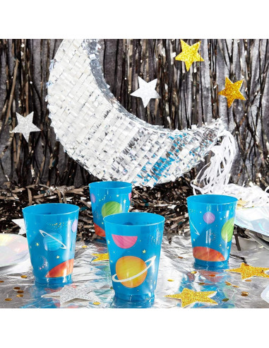 Vasos de Plástico Blue Panda 16 Pack Reutilizables Espacio
