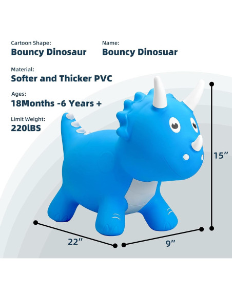 Saltador Inflable Dinosaurio Azul EVERICH para Niños 18 Meses Saltador Inflable Dinosaurio Azul EVERICH para Niños 18 Meses