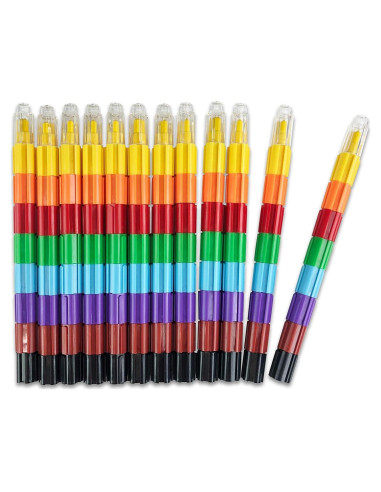 Juego de Crayones Apilables Huji 12 Piezas 8 Colores Multicolor