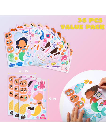 Pegatinas de Sirena JOYIN 36 Pcs para Niños Creativos Pegatinas de Sirena JOYIN 36 Pcs para Niños Creativos