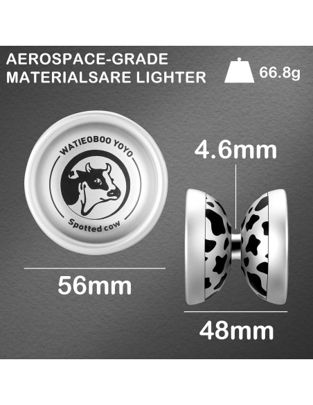 Yoyo Profesional WATIEOBOO de Metal Vaca Manchada 56mm Yoyo Profesional WATIEOBOO de Metal Vaca Manchada 56mm
