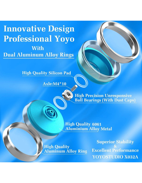 Yoyo Profesional YOYOSTUDIO X032A Azul con Anillos de Aluminio Yoyo Profesional YOYOSTUDIO X032A Azul con Anillos de Aluminio