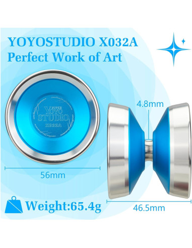 Yoyo Profesional YOYOSTUDIO X032A Azul con Anillos de Aluminio