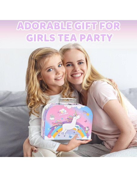 Juego de té de unicornio QUN HUI para niñas 19 piezas Juego de té de unicornio QUN HUI para niñas 19 piezas