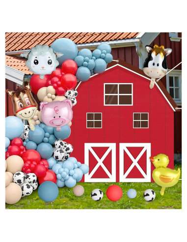 Kit de Decoración Fiesta Granja Ojustbeok 60 Globos y Fondo