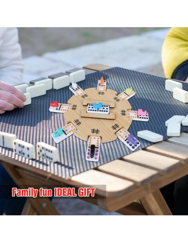 Juego de Accesorios para Dominó Mexicano Gothink - Eje de Madera y 9 Marcadores