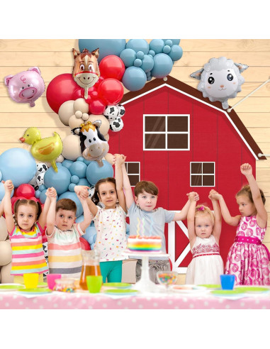 Kit de Decoración Fiesta Granja Ojustbeok 60 Globos y Fondo