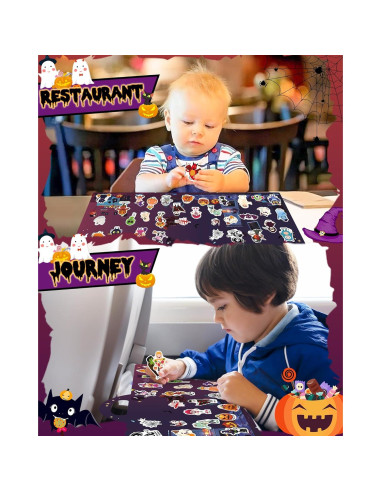 Libros de Pegatinas Reutilizables Benresive Halloween 36 Piezas