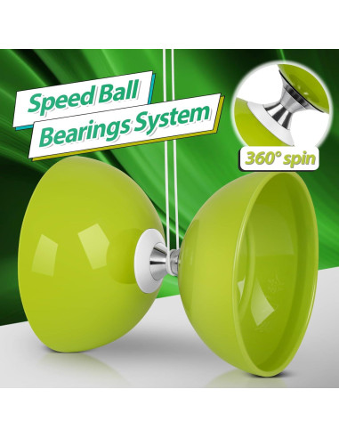 Yoyo Diabolo BODY RHYTHM Verde 12,7 cm con Palos y Cuerdas