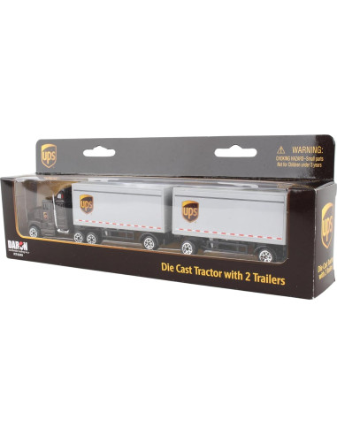 Tractor Daron UPS Die Cast con 2 Remolques para Niños