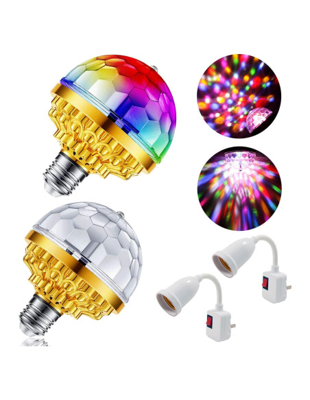 Paquete de 2 luces disco LED TiKeTaoKe RGB para fiestas Paquete de 2 luces disco LED TiKeTaoKe RGB para fiestas