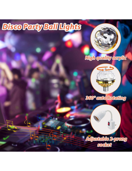 Paquete de 2 luces disco LED TiKeTaoKe RGB para fiestas Paquete de 2 luces disco LED TiKeTaoKe RGB para fiestas