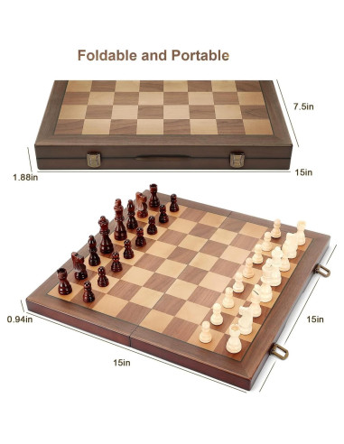 Juego de Ajedrez Magnético de Madera Cymy 38 cm Plegable