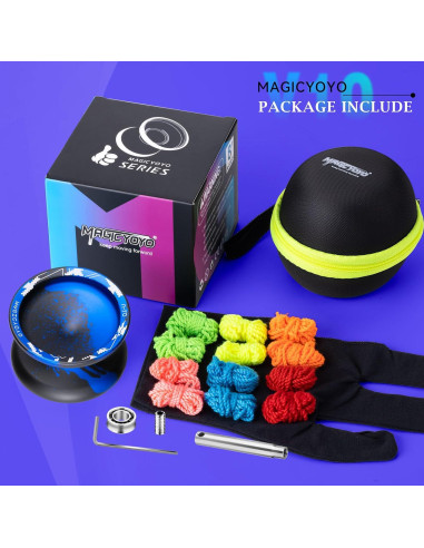 Yoyo Profesional MAGICYOYO V10 Metal Doble Propósito Negro Azul