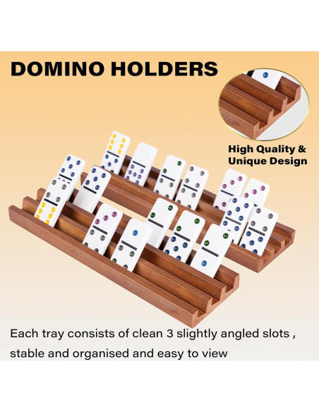 Juego de Soportes de Dominó de Madera WodGod Set de 4 Pcs Juego de Soportes de Dominó de Madera WodGod Set de 4 Pcs