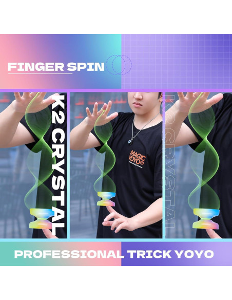 Yoyo K2 Cristal Degradado Amarillo Rosa Azul + 12 Cuerdas Yoyo K2 Cristal Degradado Amarillo Rosa Azul + 12 Cuerdas