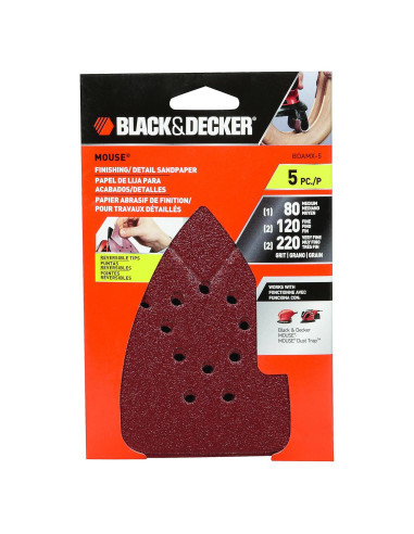Papel de Lija para Mouse Black+Decker 4 Piezas 80/120/220