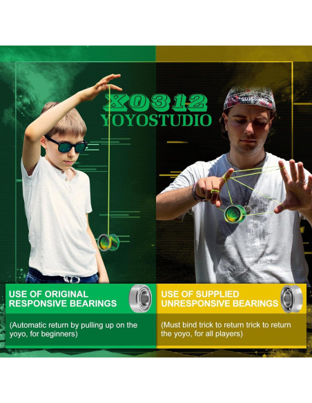 Yoyo Profesional YoYoStudio X0312 para Trucos - Negro Verde Yoyo Profesional YoYoStudio X0312 para Trucos - Negro Verde