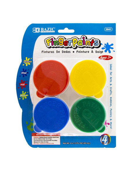 Juego de Pintura con Dedos BAZIC 24 Colores No Tóxicos Juego de Pintura con Dedos BAZIC 24 Colores No Tóxicos