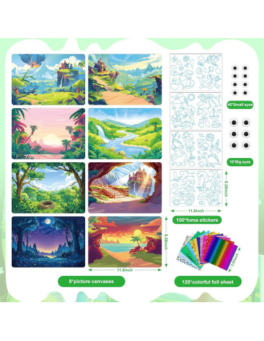 Homicozy Kit de Arte con Foil Dinosaurio 278 Piezas