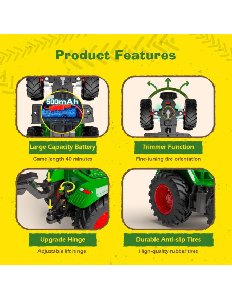 Tractor RC Gohero Verde con Animales y Cargador Frontal Tractor RC Gohero Verde con Animales y Cargador Frontal