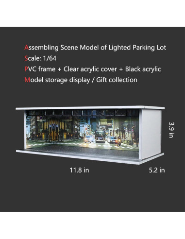 Estuche de Exhibición Bivitre 1:64 con Luz LED y Acrílico