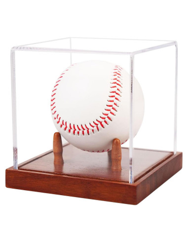 Estuche de exhibición MAZHOR para béisbol con base de madera