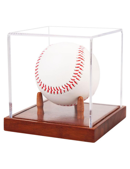 Estuche de exhibición MAZHOR para béisbol con base de madera Estuche de exhibición MAZHOR para béisbol con base de madera