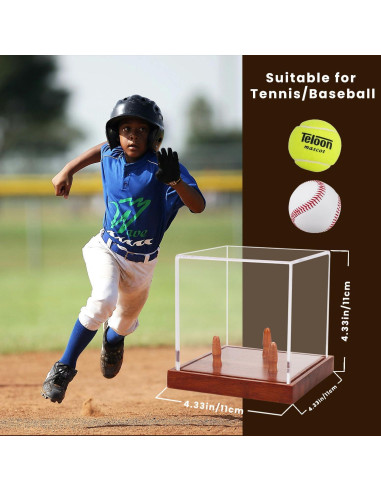 Estuche de exhibición MAZHOR para béisbol con base de madera