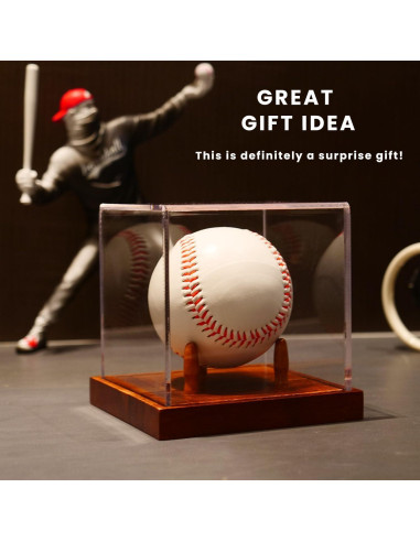 Estuche de exhibición MAZHOR para béisbol con base de madera