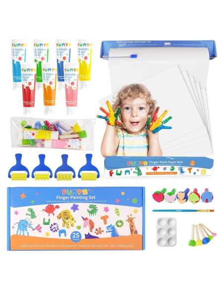 Juego de Pintura de Dedos Funto Kids 25 Piezas No Tóxico Juego de Pintura de Dedos Funto Kids 25 Piezas No Tóxico