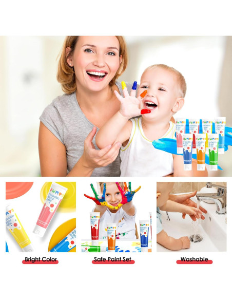 Juego de Pintura de Dedos Funto Kids 25 Piezas No Tóxico Juego de Pintura de Dedos Funto Kids 25 Piezas No Tóxico