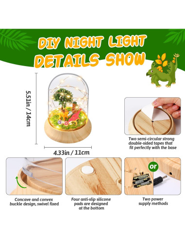 Luz Nocturna Dinosaurio Laclun DIY USB 0.32 kg 11x11x13 cm