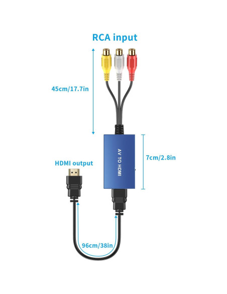 Convertidor AV a HDMI Uhddadi 1080P para PS2 Xbox DVD Convertidor AV a HDMI Uhddadi 1080P para PS2 Xbox DVD
