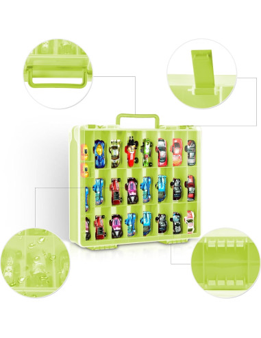 Organizador de Juguetes FULLCASE Verde 48 Compartimentos Hot Wheels