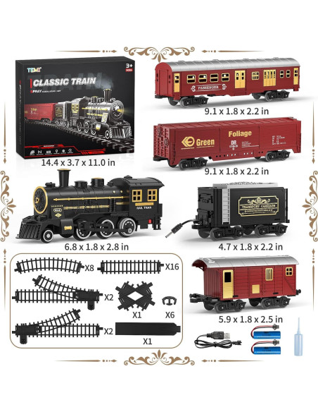 Juego de tren TEMI eléctrico con humo y luces para niños Juego de tren TEMI eléctrico con humo y luces para niños