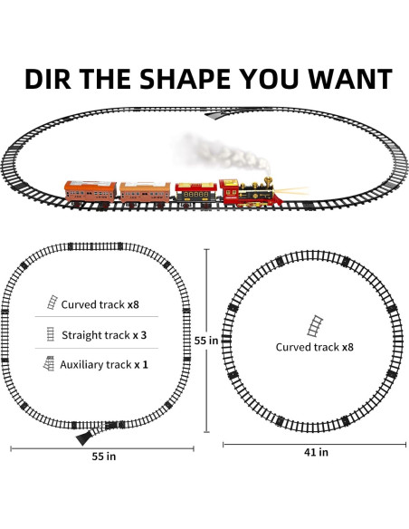 Juego de tren TEMI eléctrico con locomotora y pista 177 cm Juego de tren TEMI eléctrico con locomotora y pista 177 cm