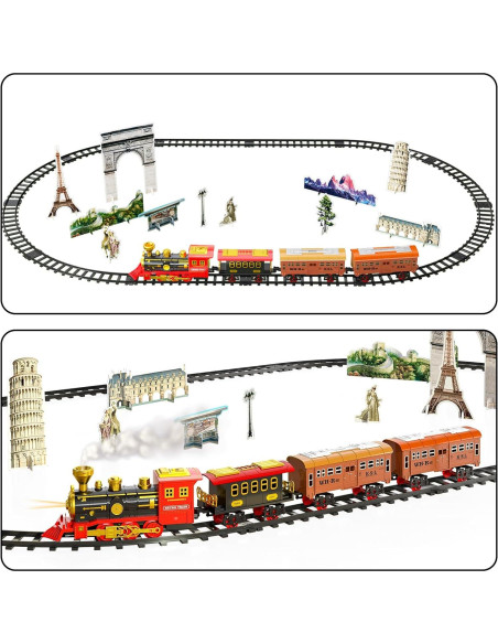 Juego de tren TEMI eléctrico con locomotora y pista 177 cm Juego de tren TEMI eléctrico con locomotora y pista 177 cm